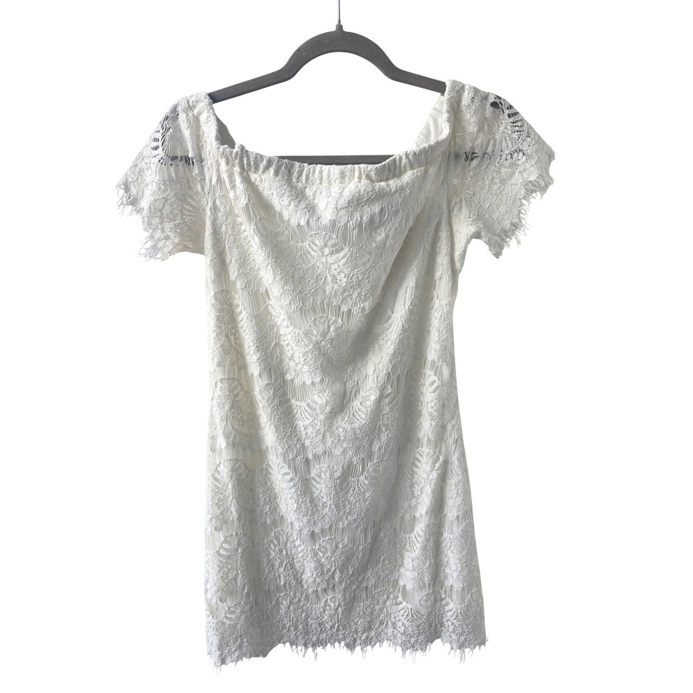 Topshop White Lace Mini Dress Off the Shoulder European Summer White Size 6